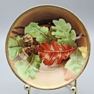 Mini Plate Artist Signed Raymond Acorn Leaves 5 inch O & EG Royal Austria VTG